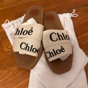 Chloé Woody Logo Embroidered Sandals